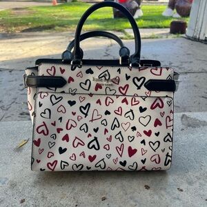 Kate Spade Multicolor Heart Satchel - Black, Red, Cream